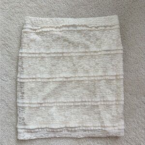 Forever 21 Cream Lace Layered Pencil Skirt